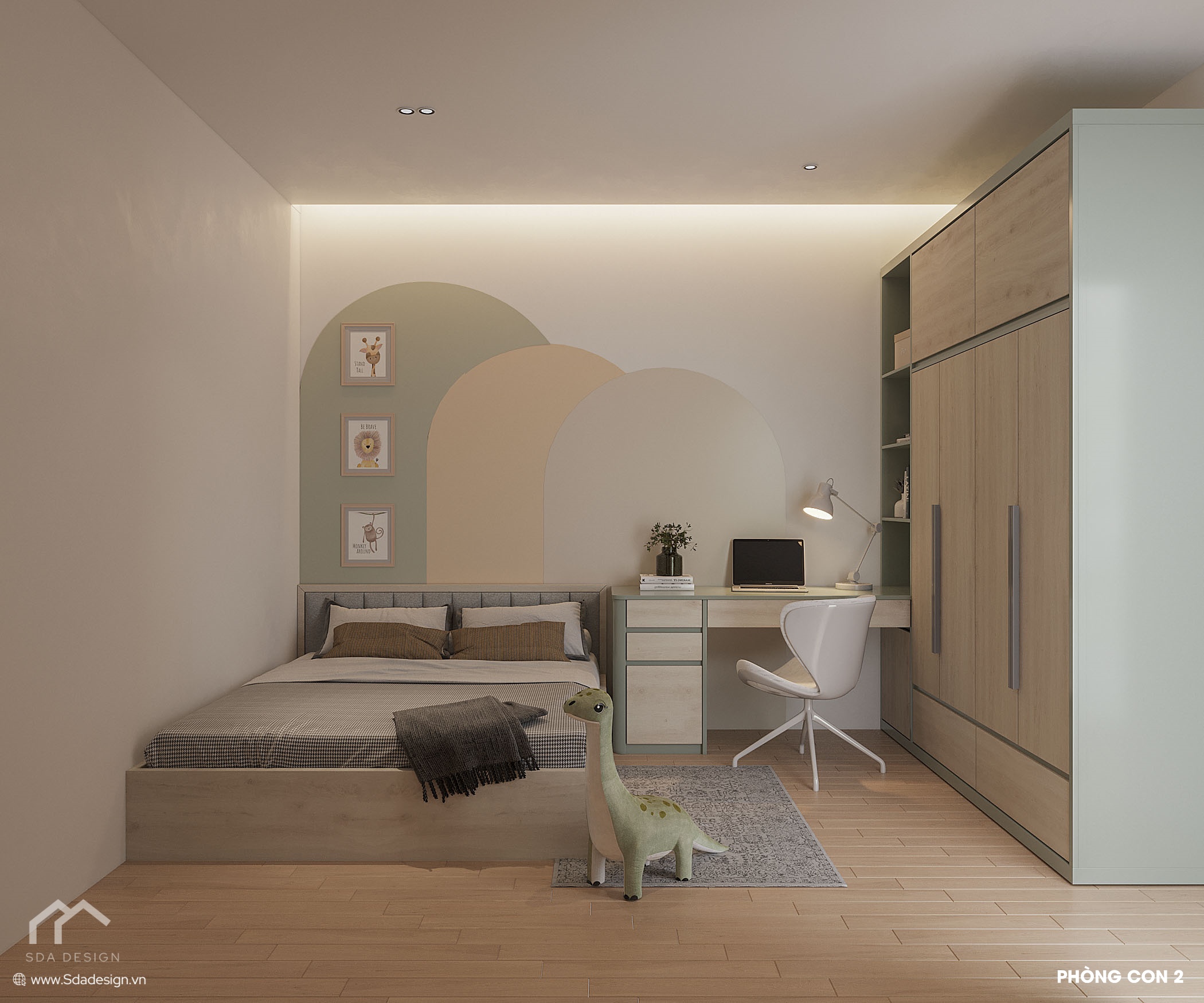 Nội thất phòng ngủ trẻ em màu pastel hình khối Arch Art SDA Design