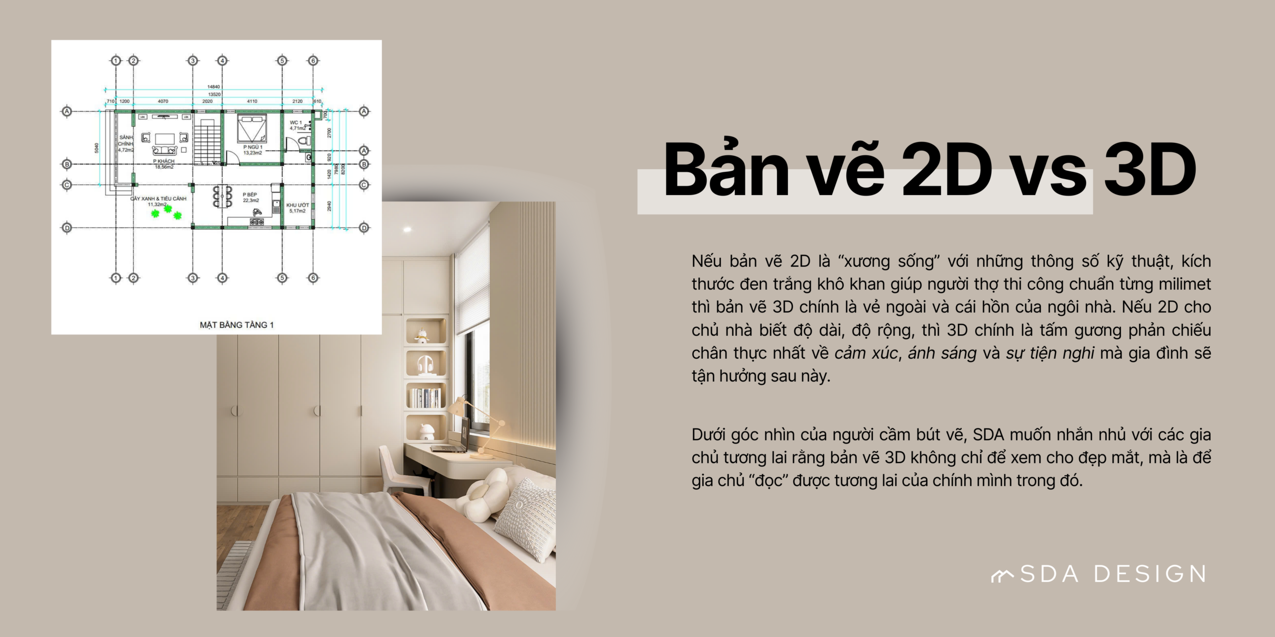 Bản vẽ 2D vs 3D - SDA Design